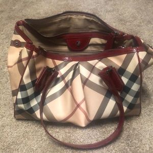 Burberry Red Patent Leather Accent and handles
